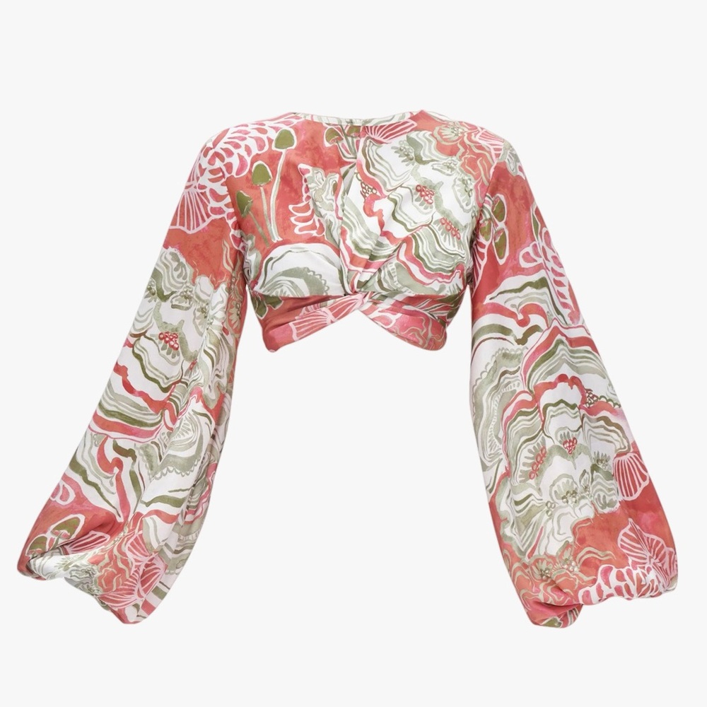ANDREA IYAMAH BEHATI ABSTRACT MUSHROOM CROPPED TOP, NWT